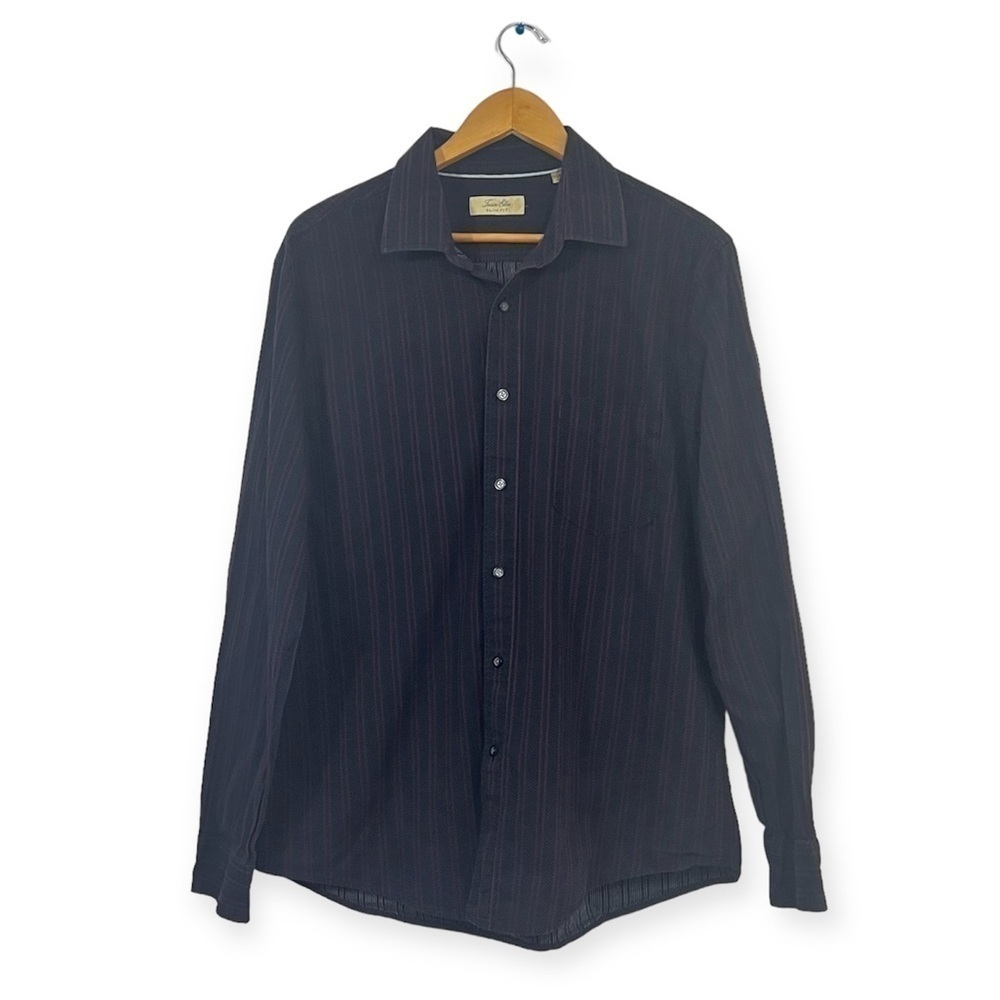 Tasso Elba Men Button Up Slim Fit Shirt Striped Long Sleeve Size XL